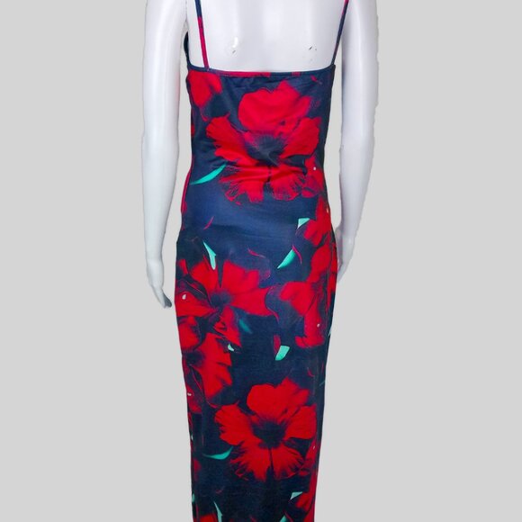 Floral Print Black & Red Maxi Dress - Picture 3 of 6